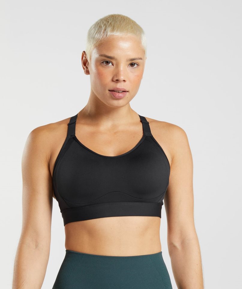 Staniki Sportowe Gymshark Cut Out Back High Support Damskie Czarne | PL 128QKR